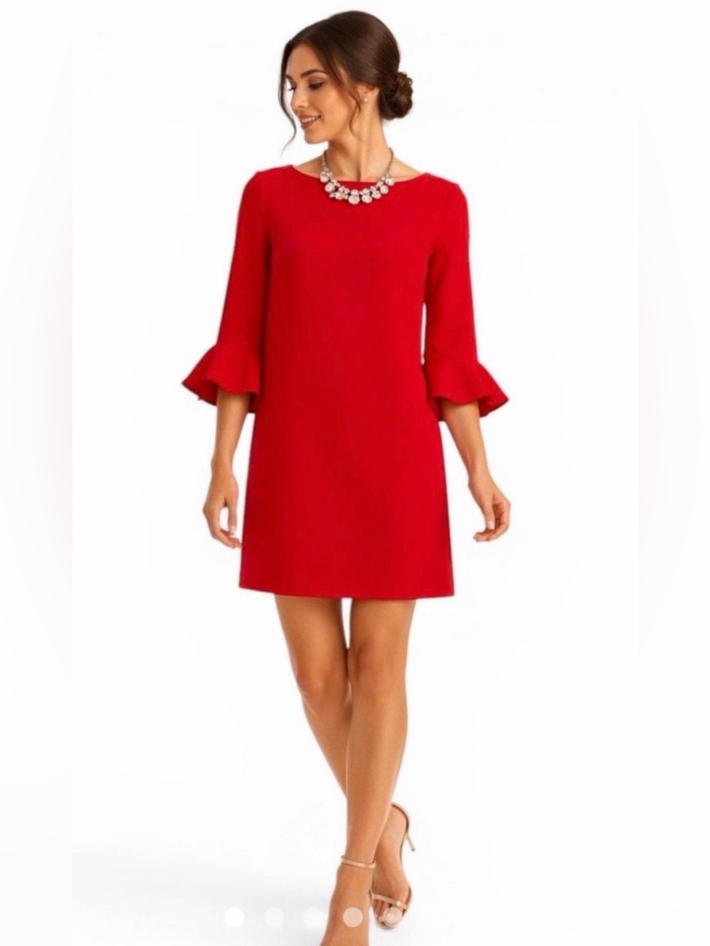 kate spade Bright Red Ruffle-Sleeve Mini Dress
